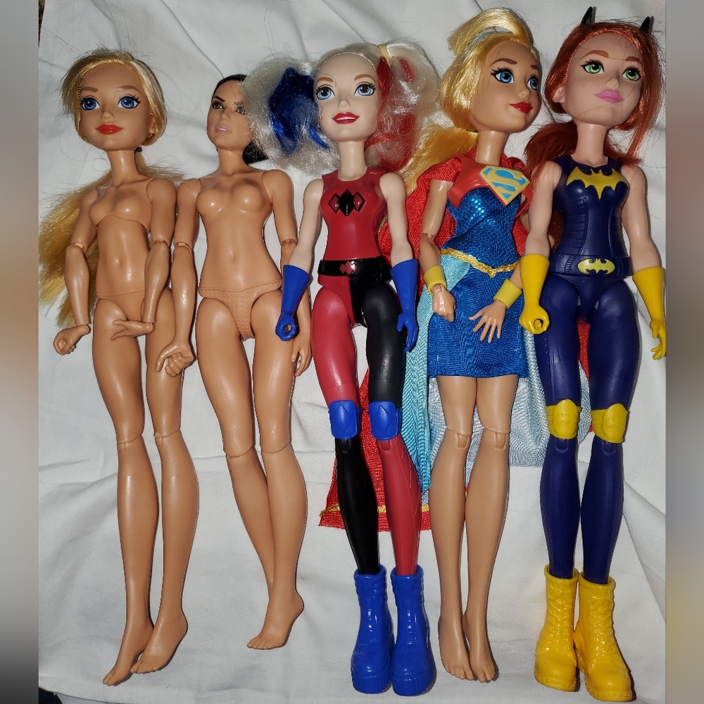 : lot of 5 DC Super Hero Girls Doll  super bat girl harley Quinn wonder woman
